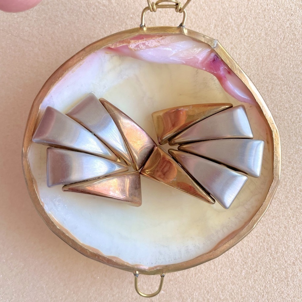 Vintage 80s Two-Tone Silver/Brass Metal Clip On Earrings
